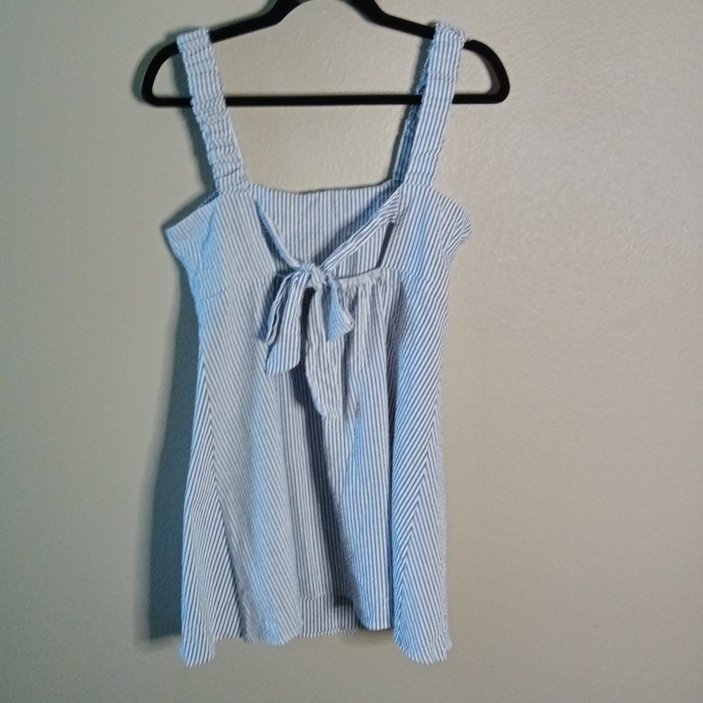 🦋 Altar'd State Striped Tank Mini Dress Cut Out Tie Back S - Picture 5 of 11